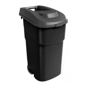 Бак для мусора 90 л. 53*49,5*85 см. черный, с крышкой на колёсах /1/2/