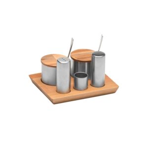 Набор соль/перец (5 предметов) 13,5*16,5см на подставке, сатин, Narin