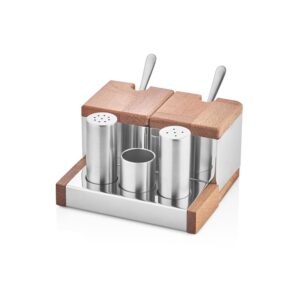 Набор соль/перец (5 предметов) 11*12*6,7см на подставке, сатин, Narin