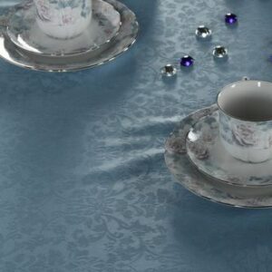 Скатерть 145*250 см. голубая мелкий цветок /3/ Под заказ