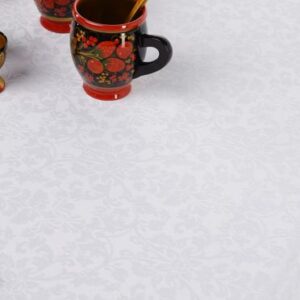 Скатерть 145*250 см. белая мелкий цветок /3/ Под заказ