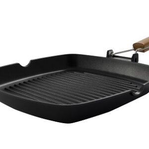 Сковорода-гриль 24*24 см. h=3,8 см. 1 л. алюм. рифлен. с дерев. ручкой  Abert /1/6/