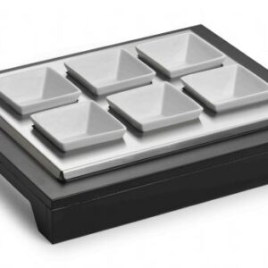 Подставка 38*32*5,5 см. с 6-ю салатниками, дерево венге+нерж. с охлажд. Pinti /1/ Под заказ