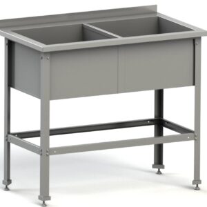 Ванна моечная двухсекц. 1000*600*870 мм. (440*450*300 мм.) с бортом, разборная нерж. MGsteel /1/