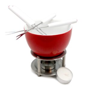 Набор для фондю 0,5 л. h=130 мм. d=120 мм. фарфор, на подставке с вилками нерж. VB /1/12/